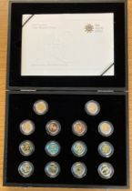 Royal Mint £1 Coin 25th Anniversary proof silver set of 14 coins