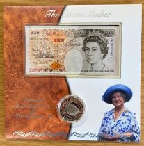 2000 Queen Mother £10 bank note and £5 coin cover