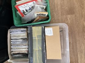 Mixed accumulation od postcards in two plastic tubs (100's)