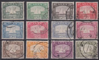 1937 Dhows used set of 12 to 10r, slight discolouration on some, but scarce set