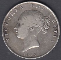 1845 Victoria Silver Half Crown in F to VF condition