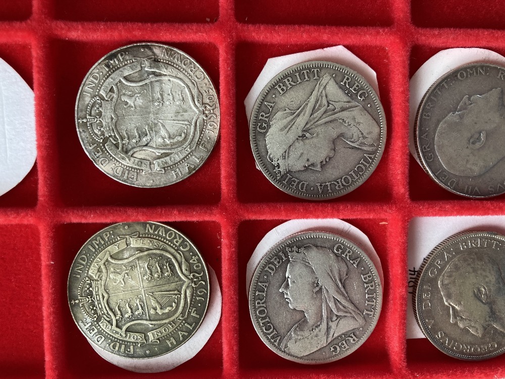 Collectors tray with Silver Half Crowns QV to GV including a couple of scarce dated - Image 4 of 4