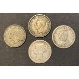 Four silver 3d pieces mixed condition QV - GVI