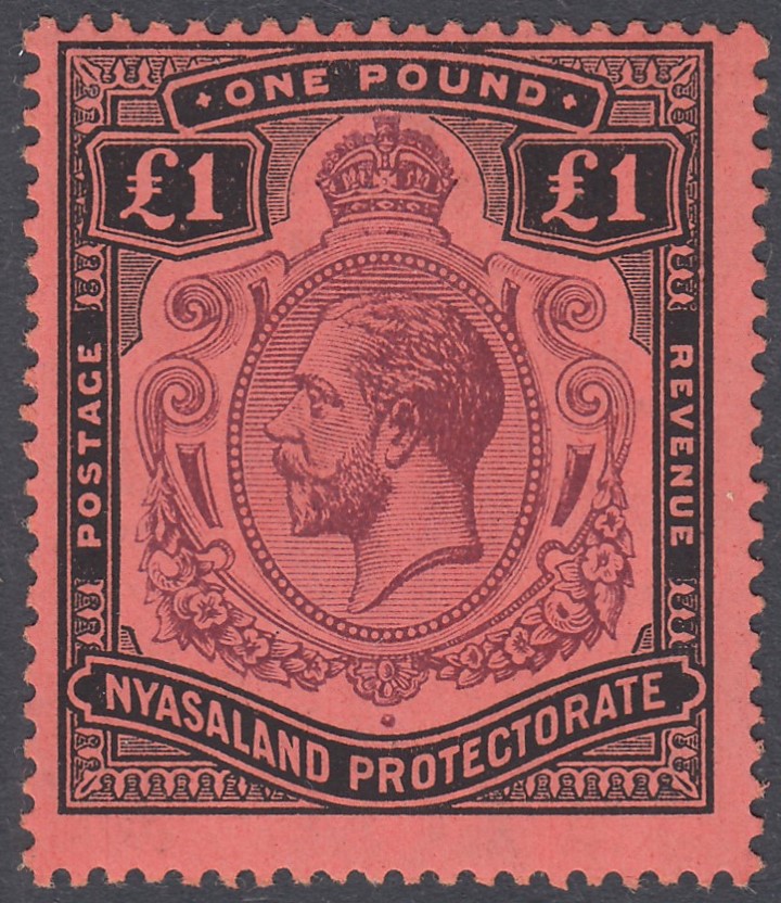 1913 GV £1 purple & black/red, lightly M/M