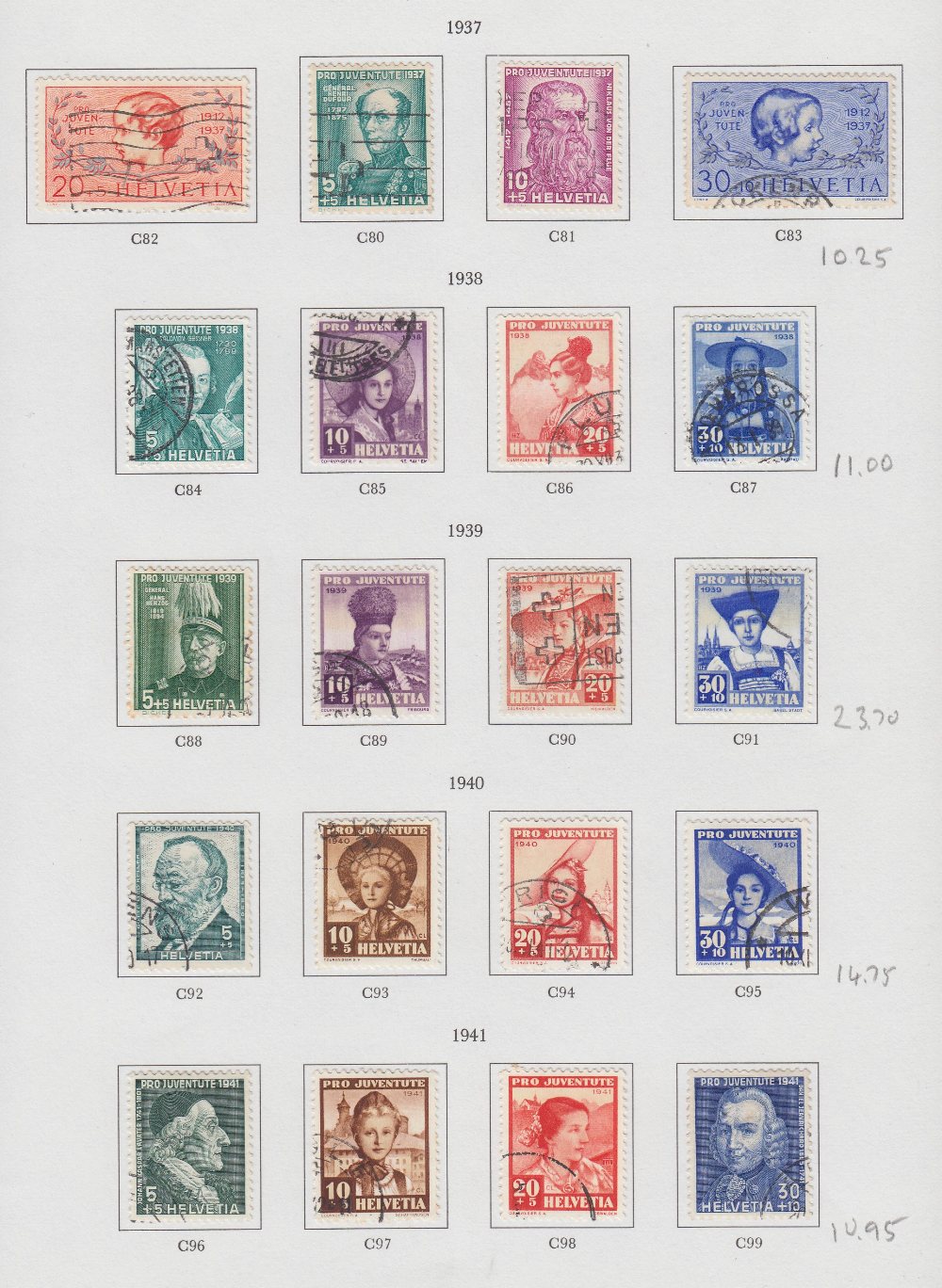 STAMPS SWITZERLAND 1913-46 Pro Juventute Charity stamps used STC £1283 - Bild 2 aus 7