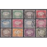 1937 Dhows used set of 12 to 10r, slight discolouration on some, but scarce set