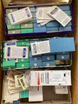 Box of various cigarette cards, appear to be sorted into sets (1000's)