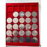 Collectors tray of various Crowns and coins (24)