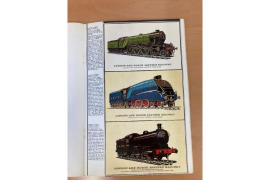 Railway cards stuck into special album, Stephensons Rocket etc - Image 1 of 3