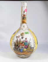 An Augustus Rex style large vase of spherical form with long slender neck, decorated in polychrome