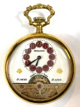 A gold plated Hebdomas 8 day pocket watch 20th century  .......