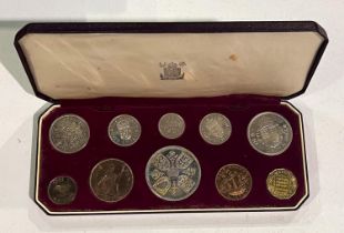 GB: a 1953 proof set of 10 coins, cased