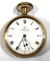 An OMEGA gold plated open face pocket watch