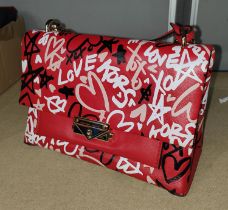 Michael Kors - CECE Graffiti print red leather small shoulder bag in red with outer bag and tags