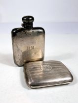 A hallmarked silver hip flask, Sheffield 1943; a hallmarked silver cigar case, Chester 1924, 6.9oz