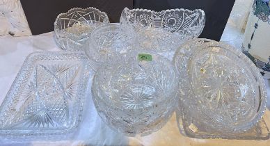 A selection of cut glass:  bowls; dishes; etc.