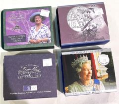 GB: a silver proof Victorian Anniversary crown, 2001 and 3 others