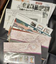 A collection of commemorative stamp sets including Beatles etc
