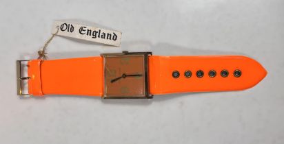 A 1960's OLD ENGLAND POP watch, original label and dayglo strap