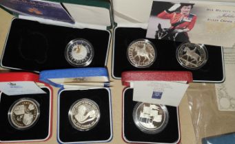 GB: 6 various silver proof crowns
