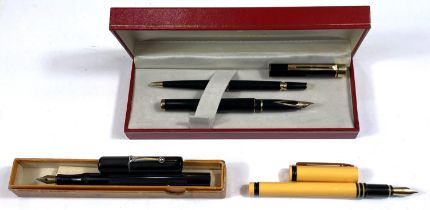 A Modern boxed Sheaffer fountain pen, Watermans fountain pen etc