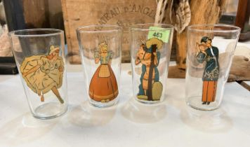 Four vintage 'Peek a boo' highball glasses