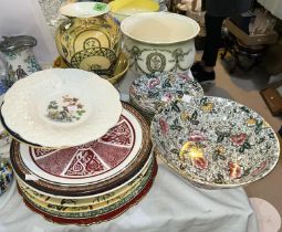 A selection of pottery:  4 pieces by Sarah Akin-Smith; a 1930's dessert service; a Royal Doulton