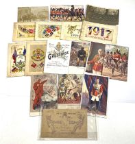 WWI: A Field Service postcard with pencil decoration (1914?) and other cards