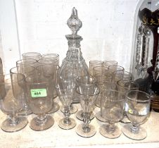 Four Victorian slice cut drinking glasses, a collection of Georgian and later rummers some with