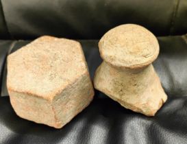 An ancient, possibly Roman (found on a farm in Imola, Italy) terracotta jug pontinel and hexagonal