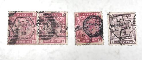 GB: QV, 2s 6d SG 179, 5s SG 181, pair and single