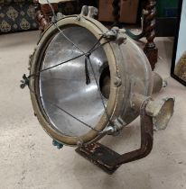 A large brass ships' spotlight (a.f) length 48cm