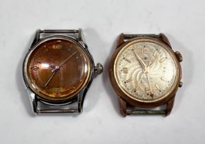 A vintage Roamer 17 jewel steel cased gents wristwatch and another gilt watch