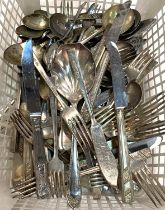 A large selection of silver plated cutlery