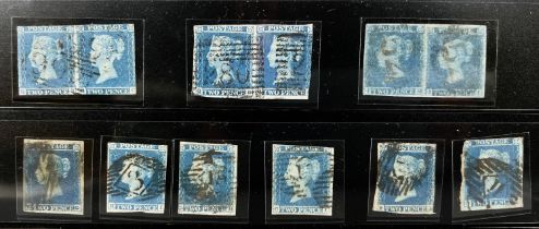 GB: QV, 2d Blue, used, a group of 24 examples including 3 pairs