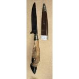A military style trench knife with deer foot trophy handle, Under Nicker