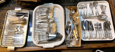 A very large Mappin & Webb silver plated fiddle and thread style canteen of cutlery with extensive