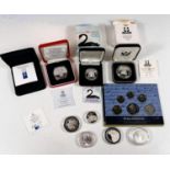 A selection of GB and Australian silver proof and proof coins including a 1996 Guernsey silver proof