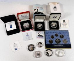 A selection of GB and Australian silver proof and proof coins including a 1996 Guernsey silver proof