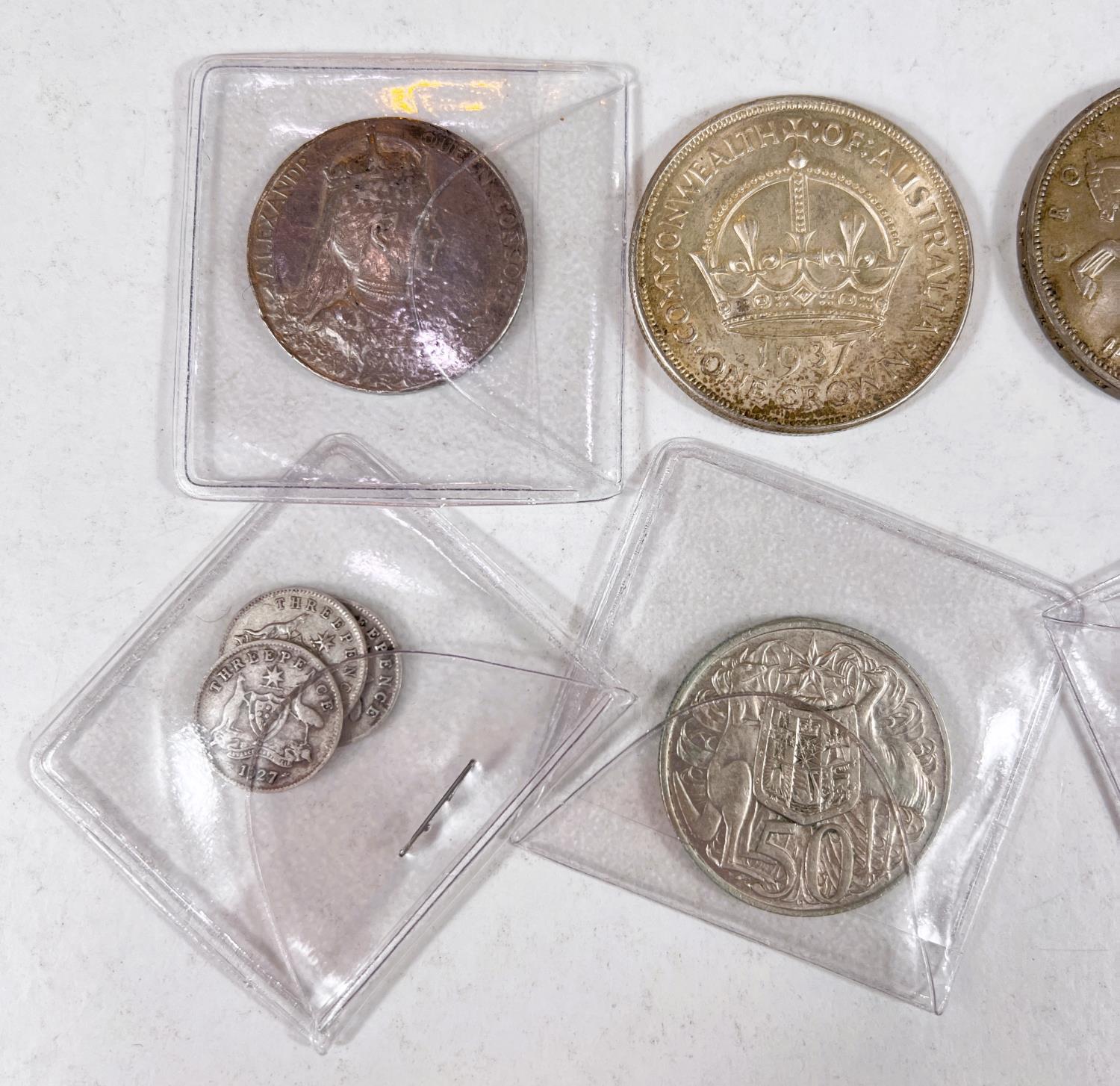 GB and Australian silver coins and a 1902 coronation medal - Image 3 of 4