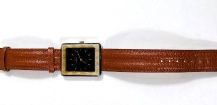 An Omega Deville gent's wristwatch with rectangular deep brown dial with gold hands and baton