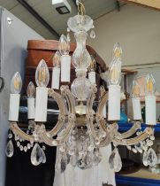 An eight branch two height chandelier