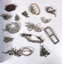A large selection of costume jewellery mainly brooches