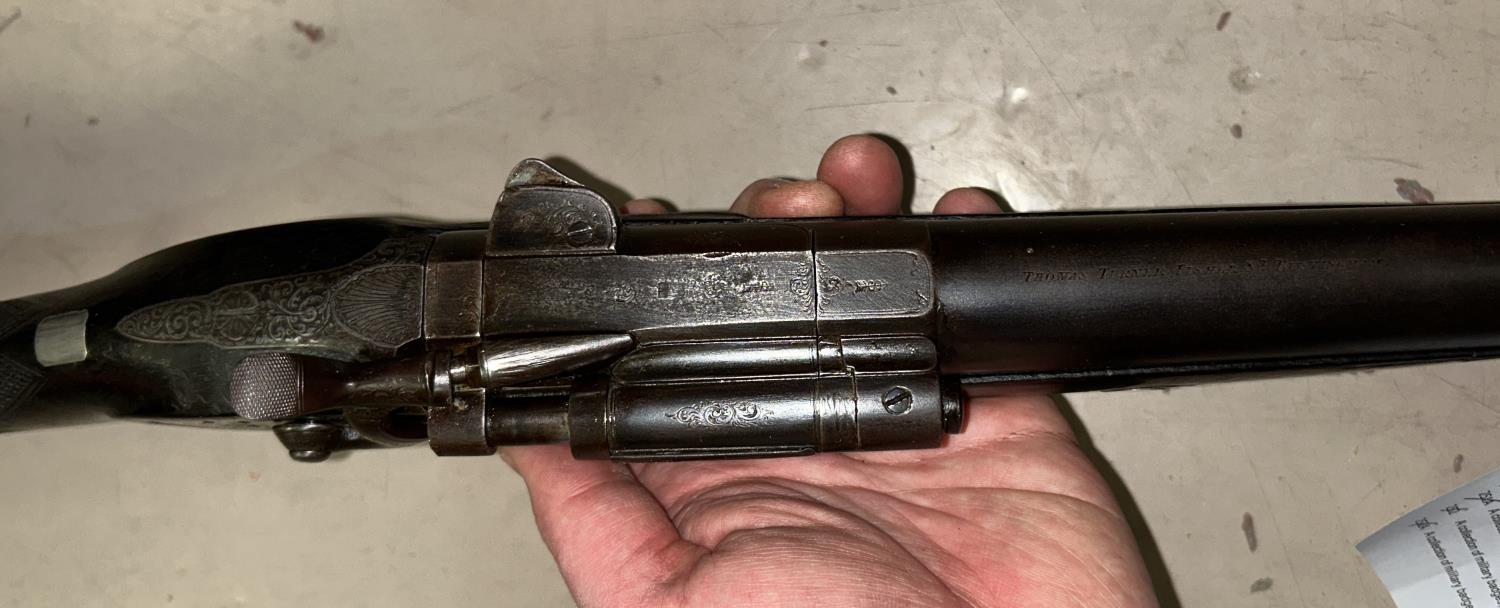 A 19th century rifle by Thomas Turner Fisher, Birmingham, converted Snider mechanism with etched - Image 3 of 5