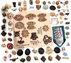 A collection of O.T.C. badges, including a Hymers School etc. and other various badges.