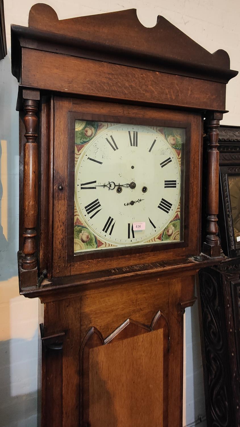 An early 19th century oak and mahogany longcase clock with architectural pediment and turned columns - Image 2 of 2