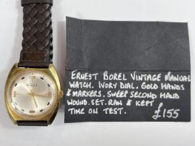 An Ernest Borel gents mechanical wristwatch c. 1960's on plaited leather strap