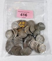 GB pre-1947 silver sixpences, 9.2oz