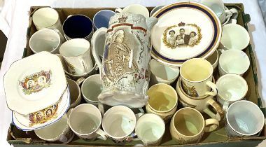 A large jug commemorating Queen Victoria's Diamond Jubilee; other royal commemorative ware; a print