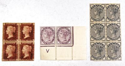 GB: QV, 1/2d blue SG 187, block of 6 U/M; 2 other items